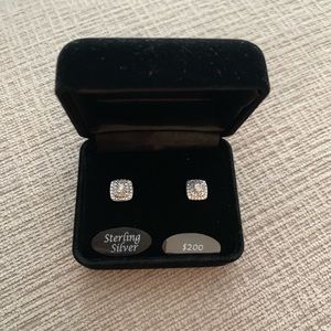 Diamond cluster stud earrings in sterling silver
